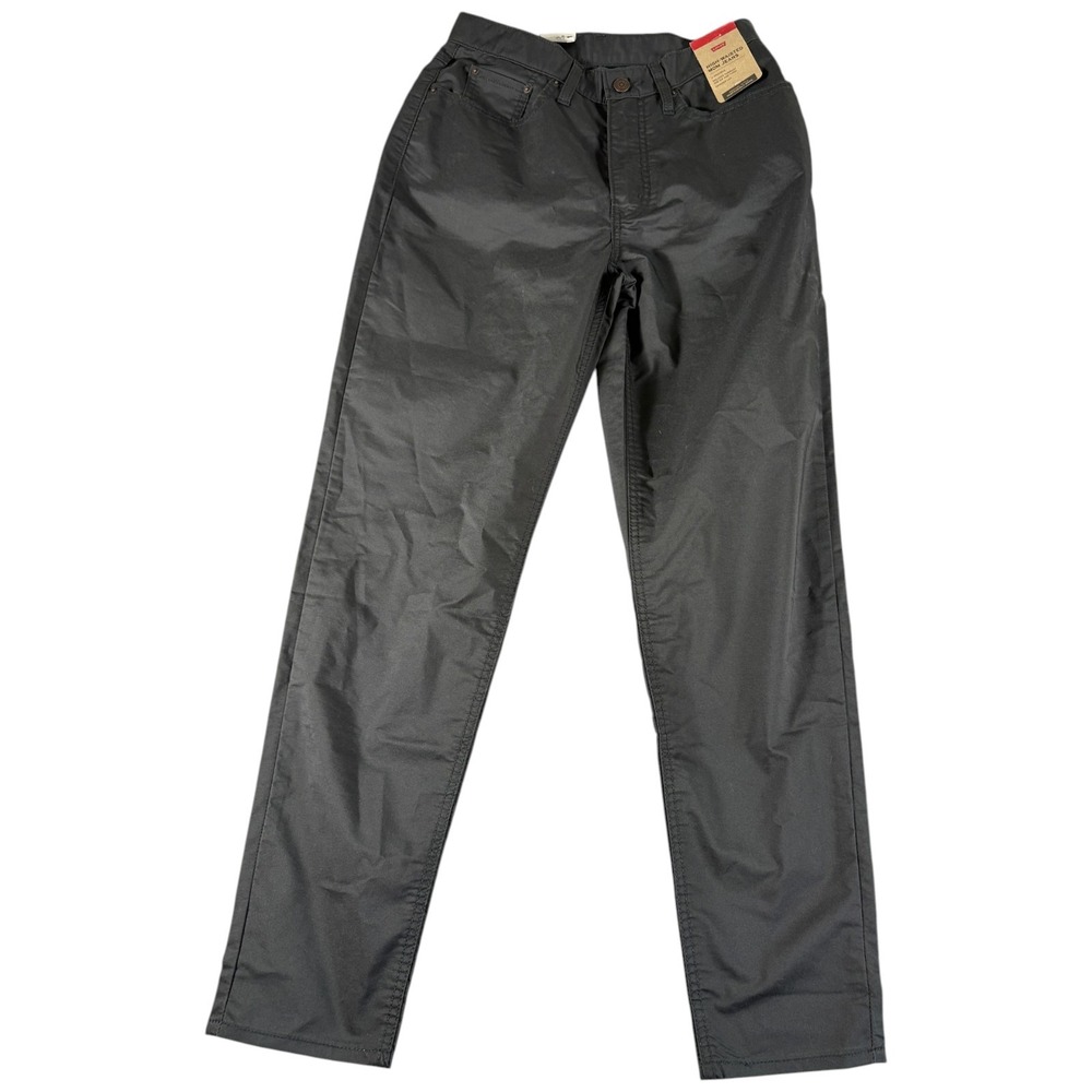 Levis High Waisted Mom Jeans Womens 27x30 Black Coated Relaxed Tapered Denim